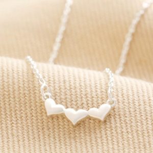 Necklaces | Sterling Silver Tiny Triplet Heart Bar Necklace – Womens Jewellery Necklaces