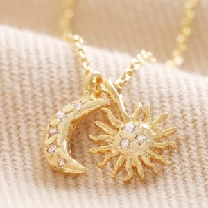 Necklaces | Sun and Moon Charm Necklace in Gold – Womens Jewellery Necklaces