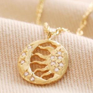 Necklaces | Sun and Moon Pendant Necklace in Gold – Womens Jewellery Necklaces