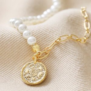 Necklaces | Talisman Charm Pearl and Chain Necklace in Gold – Womens Jewellery Necklaces