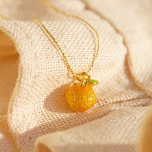 Necklaces | Tiny Orange Pendant Necklace in Gold – Womens Jewellery Necklaces