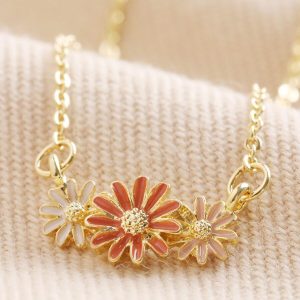 Necklaces | Triple Enamel Flower Pendant Necklace in Gold – Womens Jewellery Necklaces