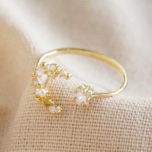 Rings | Adjustable Crystal Moon and Star Ring in Gold – Womens Jewellery Rings