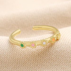 Rings | Adjustable Enamel Daisy Ring in Gold – Womens Jewellery Rings