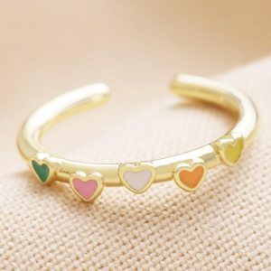 Rings | Adjustable Enamel Heart Ring in Gold – Womens Jewellery Rings