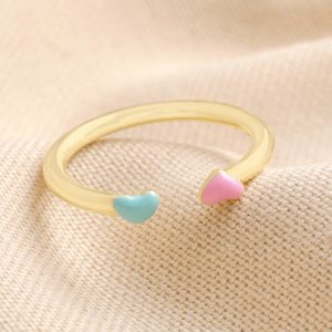 Rings | Adjustable Enamel Hearts Open Ring in Gold – Womens Jewellery Rings