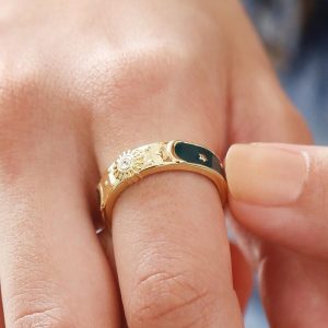 Rings | Adjustable Midnight Blue Enamel Sun Ring in Gold – Womens Jewellery Rings