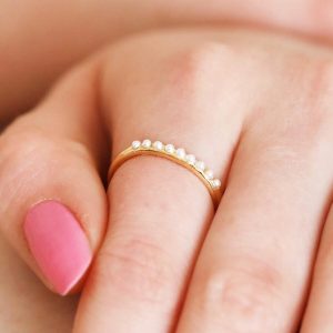 Rings | Adjustable Pearl Band Ring in Gold – Womens Jewellery Rings