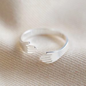 Rings | Adjustable Silver Hug Hands Ring – Womens Jewellery Rings