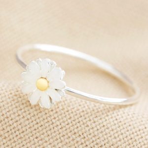 Rings | Enamel Daisy Ring in Silver – Womens Jewellery Necklaces