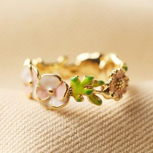 Rings | Enamel Flower Ring in Gold – Womens Jewellery Rings