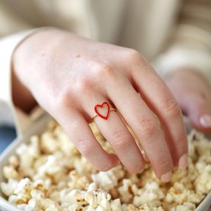 Rings | Gold Sterling Silver Red Enamel Heart Outline Ring – Womens Jewellery Rings