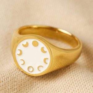 Rings | Moon Phase Enamel Signet Ring in Gold – Womens Jewellery Rings