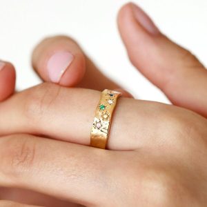 Rings | Multicoloured Crystal Daisy Band Ring in Gold – Womens Jewellery Rings