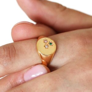 Rings | Multicoloured Crystal Daisy Signet Ring in Gold – Womens Jewellery Rings