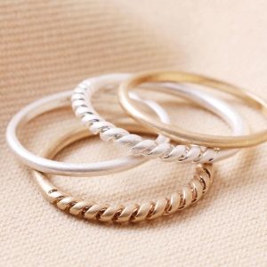 Rings | Set of 4 Silver and Gold Stacking Rings – Womens Jewellery Rings