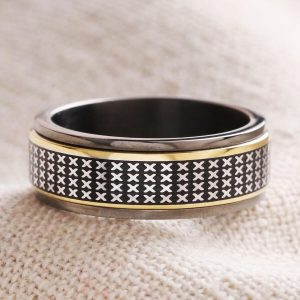 Rings | Stainless Steel Black Cross Spinning Band Ring – Womens Jewellery Rings