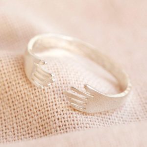 Rings | Sterling Silver Adjustable Hug Hands Ring – Womens Jewellery Rings