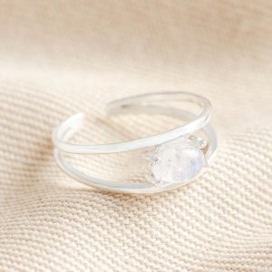 Rings | Sterling Silver Adjustable Opal Double Band Ring – Womens Jewellery Rings