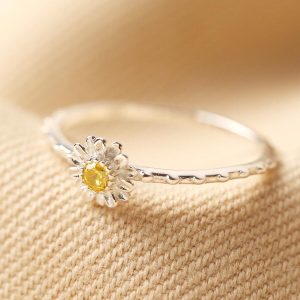 Rings | Sterling Silver Daisy and Crystal Ring – Womens Jewellery Rings