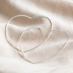 Earrings | Large Thin Heart Hoop Earrings in Sterling Silver Silver – Womens Earrings Earrings