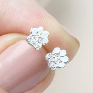 Earrings | Sterling Silver and Crystal Paw Stud Earrings – Womens Earrings Earrings