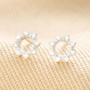 Earrings | Sterling Silver Crystal Sunbeam Stud Earrings – Womens Earrings Earrings