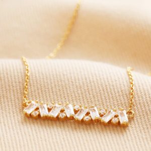 Necklaces | Crystal Baguette Bar Necklace in Gold – Womens Jewellery Necklaces