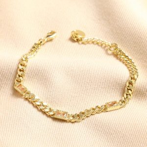 Bracelets | Champagne Baguette Crystal Chain Bracelet in Gold – Womens Bracelets Bracelets