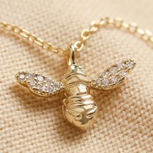 Necklaces | Estella Bartlett Cubic Zirconia Bee Pendant Necklace in Gold – Womens Jewellery Necklaces