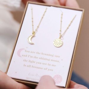 Necklaces | Mother & Child Set of 2 Sun and Moon Necklaces in Gold – Womens/Kids Children's Necklaces Kids