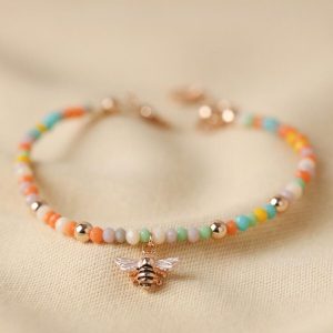 Bracelets | Colourful Beaded Bee Bracelet in Rose Gold – Womens Bracelets Bracelets