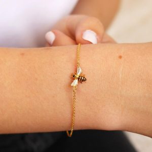 Bracelets | Gold Enamel Bumblebee and Daisy Bracelet – Womens Bracelets Bracelets