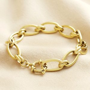 Bracelets | Gold Stainless Steel Chunky Oval Link Chain Bracelet – Womens Bracelets Bracelets